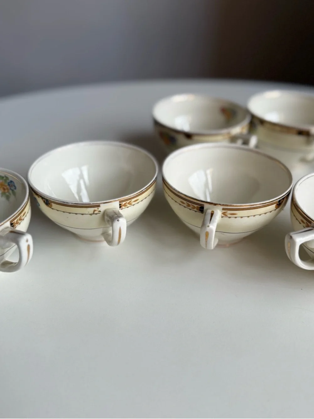 Set 8 Grindley England Vintage Teacup Gold Floral Porcelain
